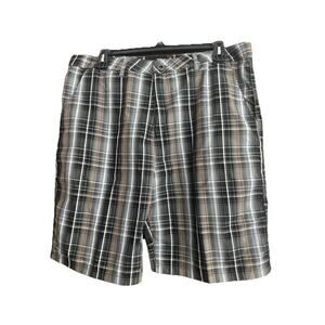 Hurley Mens Size 38 Bermuda Shorts Black Gray Plaid Casual Skate Surf Grunge*